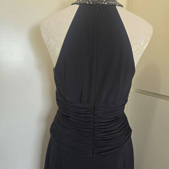 Cachet Vtg. Blk Ruched Waist, Sequin Neck Halter Dress, A Line Skirt, NWT, SZ.10 - Picture 8 of 9